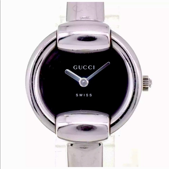 GUCCI Watch 1400L stainless steel Swiss Made  black Dial Ladies Watch - Picture 1 of 3